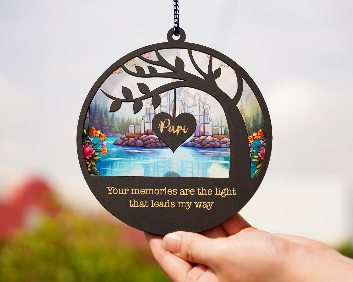Netecom Personalized Sympathy Crystal Suncatcher – Memorial Gift for Loss of Dad, Father in Heaven Remembrance