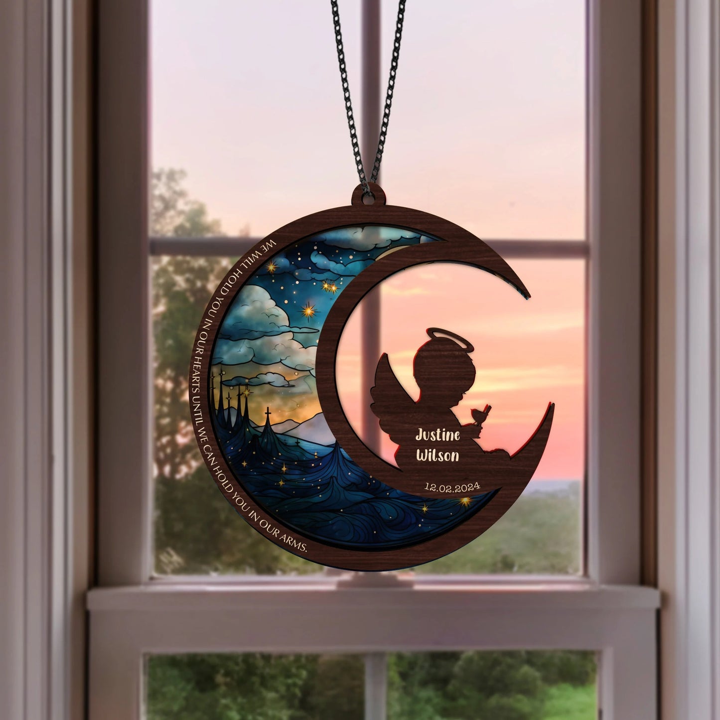 Netecom Personalized Infant Loss Memorial Suncatcher – Baby Girl Remembrance Ornament, Angel Baby Keepsake