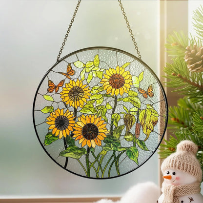 Netecom Monarch Butterfly Stained Glass Suncatcher – Butterfly Window Hanging, Sun Room Decor, Moth Lover Gift, Flower Sun Catcher for Home Decoration