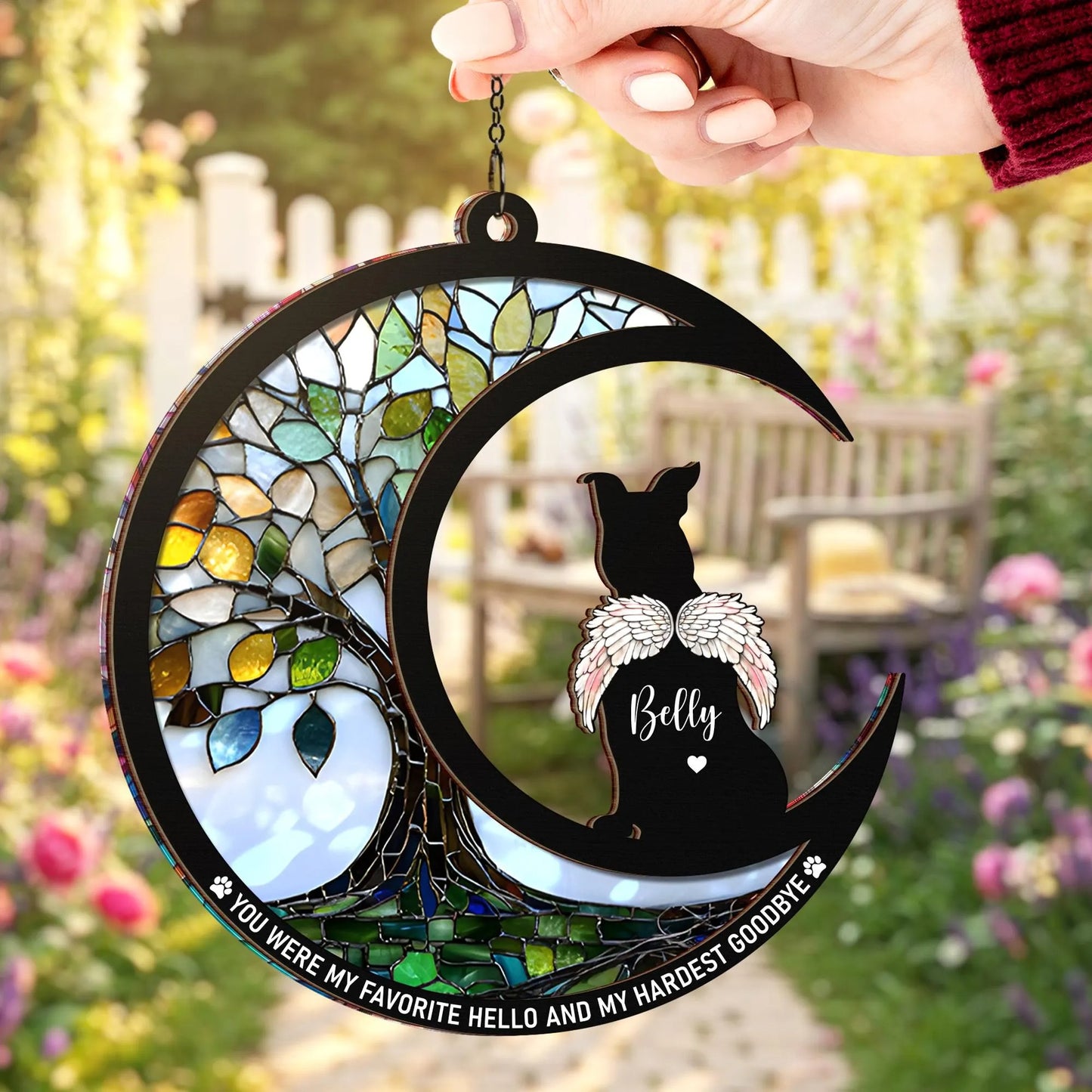 Netecom Labrador Retriever Dog Memorial Suncatcher Gift – Personalized Pet Loss Ornament, Bereavement Keychain & Sympathy Card Remembrance Set