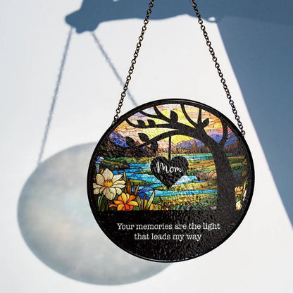 Netecom Memorial Stained Glass Suncatcher – Personalized Sympathy Gift for Loss of Mom, Father in Heaven Remembrance