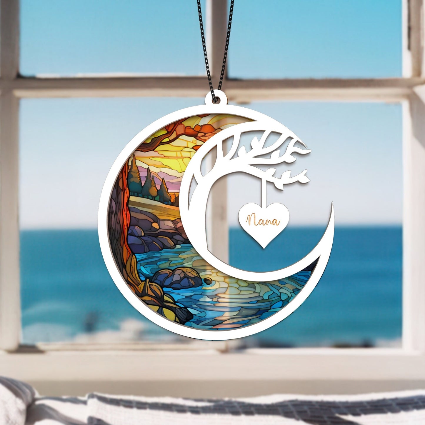 Netecom Personalized Memorial Suncatcher – Sympathy Gift for Loss of Parent, In Loving Memory Keepsake, Family Bereavement Window Hanging