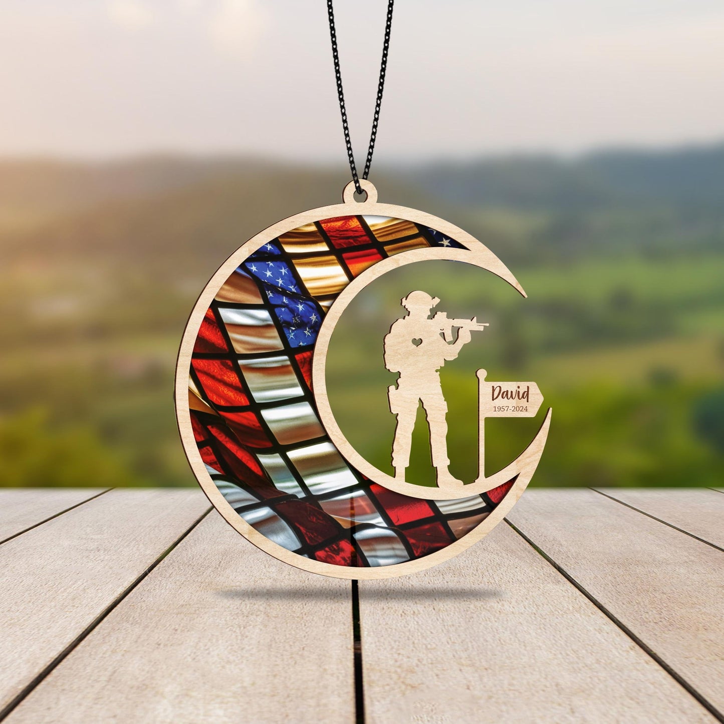Netecom Personalized Military Memorial Suncatcher – Veteran Remembrance Gift, Loss of Dad Grandpa, Veteran’s Day Tribute