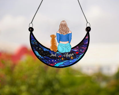 Netecom Personalized Pet Memorial Suncatcher Stained Glass Angel Window Hangings for Loss of Dog, Pet Memorial Gifts for Dogs, Loss of Pet Sympathy Gift