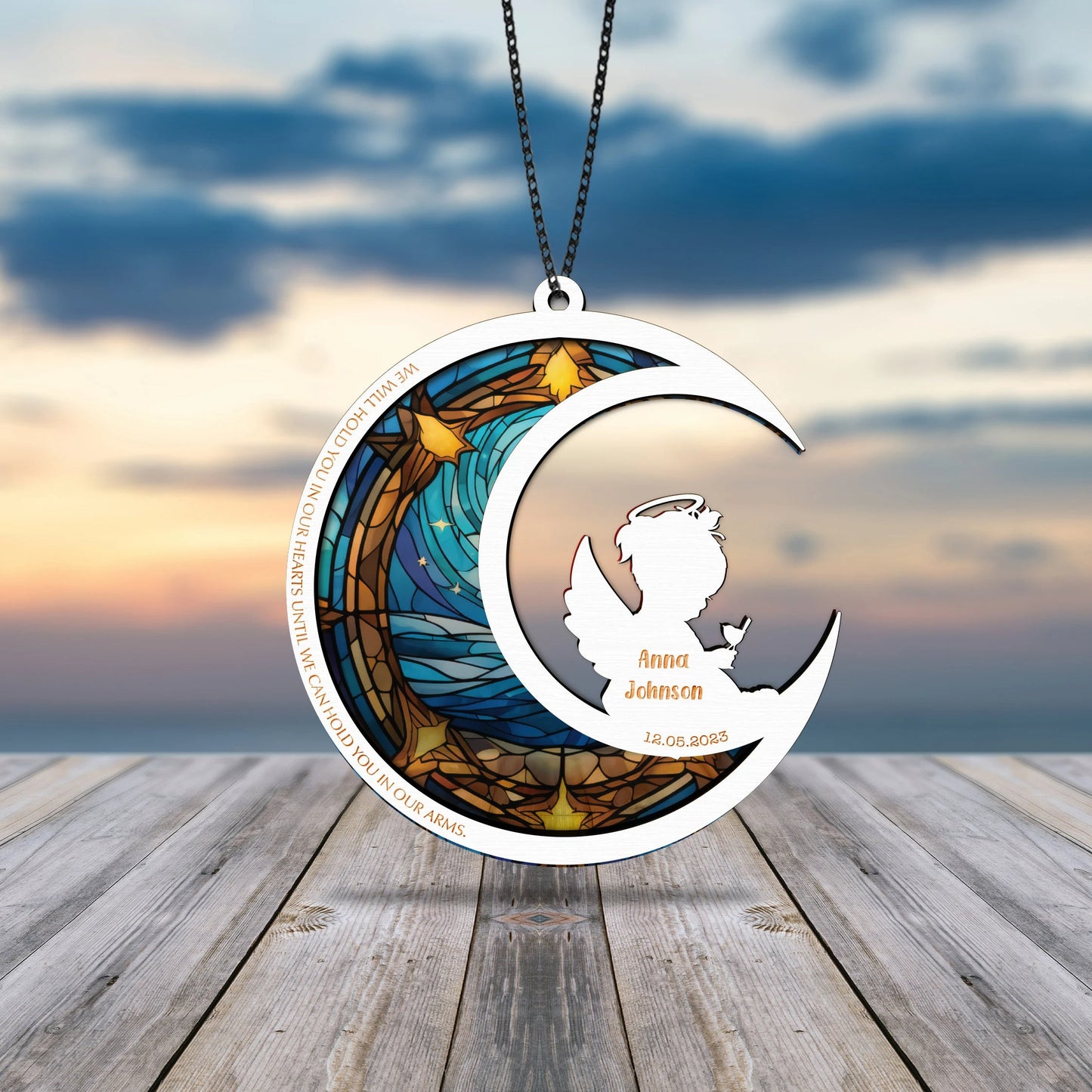 Netecom Personalized Infant Loss Memorial Suncatcher – Baby Girl Remembrance Ornament, Angel Baby Keepsake
