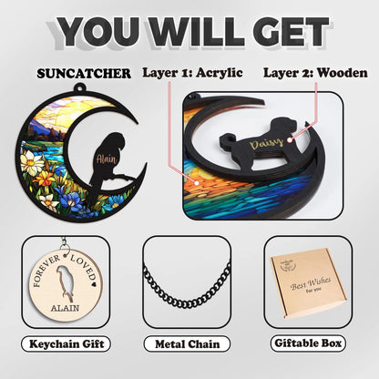 Netecom Personalized Parrot Memorial Suncatcher, Bird Lover Gift, Cockatiel Memorial Ornament, Pet Loss Gift, Custom Pet Memorial, Bird Sympathy Gift