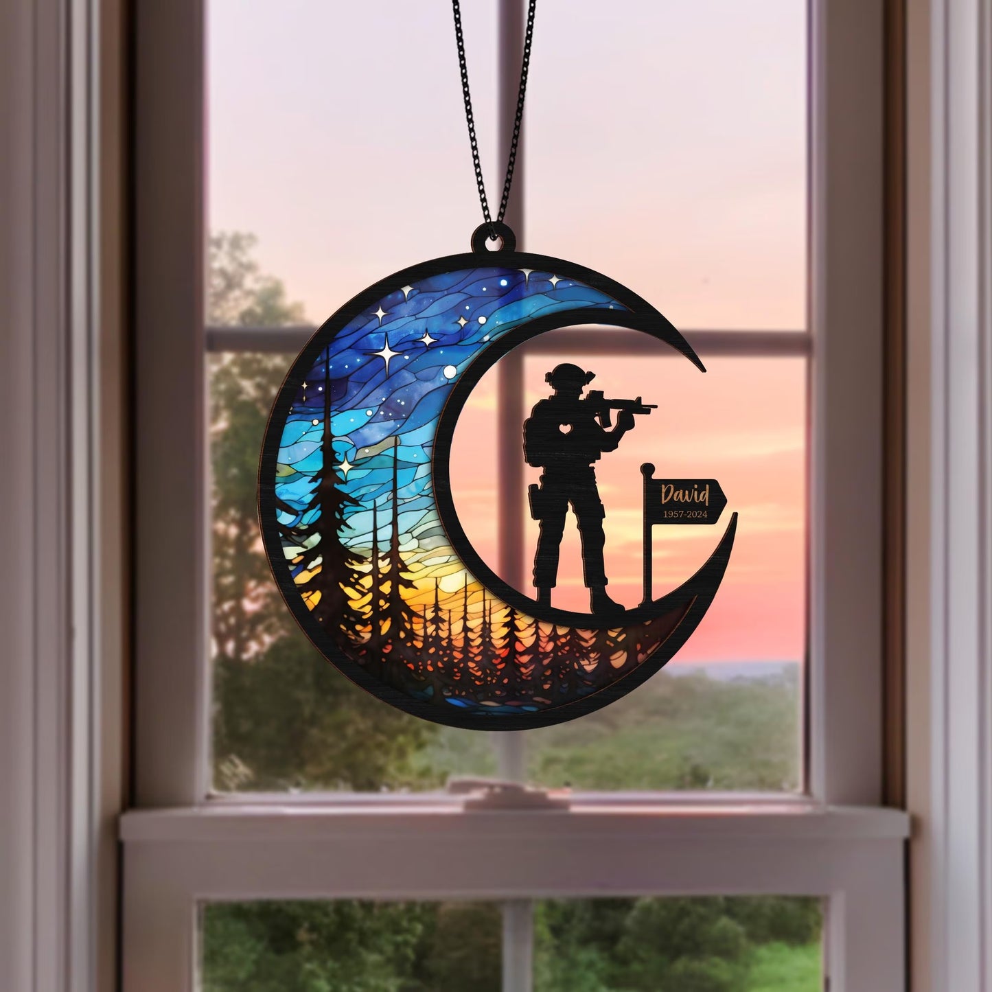 Netecom Personalized Military Memorial Suncatcher – Veteran Remembrance Gift, Loss of Dad Grandpa, Veteran’s Day Tribute