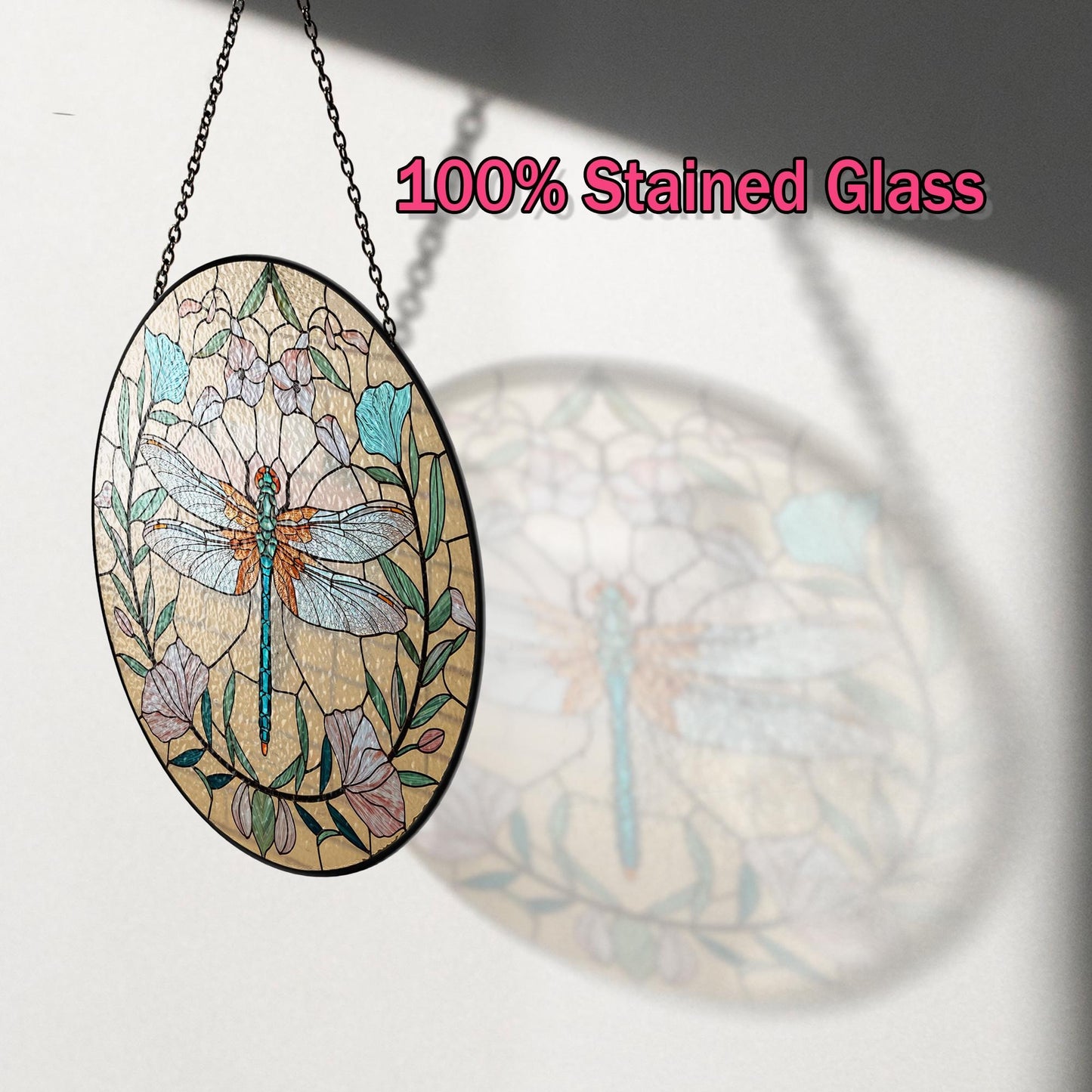 Netecom Dragonfly Celtic Stained Glass Suncatcher – Spring Garden Nature Decor, Mother’s Day Gift for Mom Grandma, Window Hanging Art