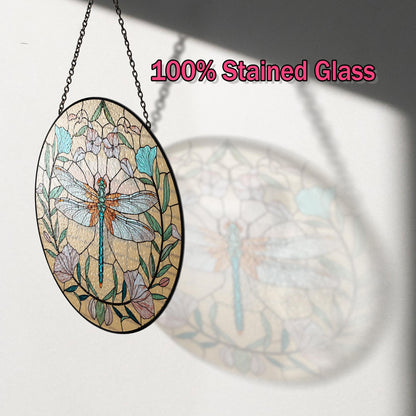 Netecom Dragonfly Celtic Stained Glass Suncatcher – Spring Garden Nature Decor, Mother’s Day Gift for Mom Grandma, Window Hanging Art