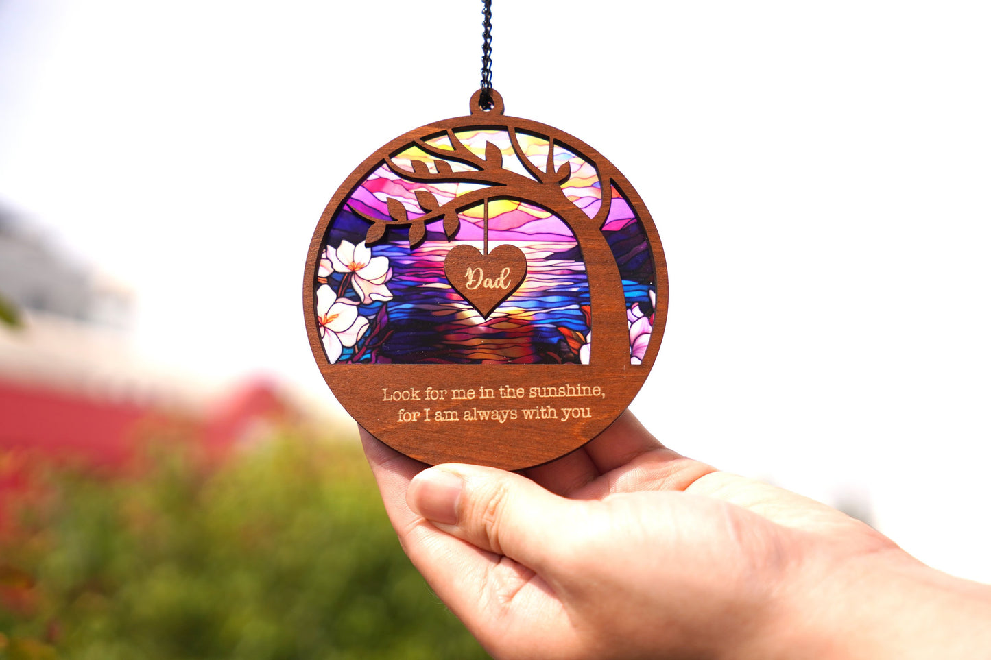 Netecom Personalized Sympathy Crystal Suncatcher – Memorial Gift for Loss of Dad, Father in Heaven Remembrance