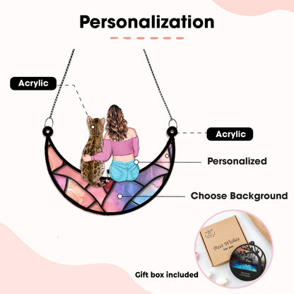 Netecom Personalized Pet Memorial Suncatcher Stained Glass Angel Window Hangings for Loss of Dog, Pet Memorial Gifts for Dogs, Loss of Pet Sympathy Gift