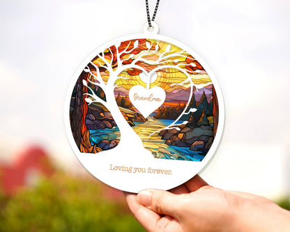 Netecom Custom Sympathy Suncatcher – Personalized Memorial Ornament for Loss of Mom Dad Grandpa, Bereavement Gift, In Loving Memory Keepsake