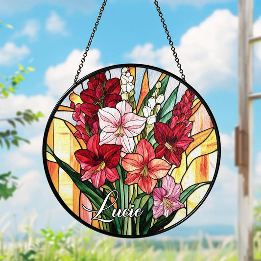 Netecom Gladiolus Suncatcher – August Birth Month Flower, Birth Flower Window Hanging Gift for Mom, Meaningful Gift for Her