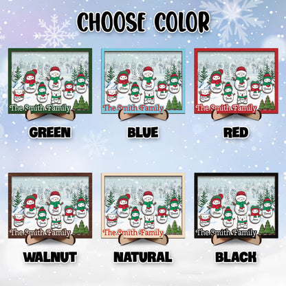Netecom Personalized Snowman Family Wooden Frame Custom Grandparent Christmas Gift Papa Nana Grandkids Decor Holiday Family Keepsake