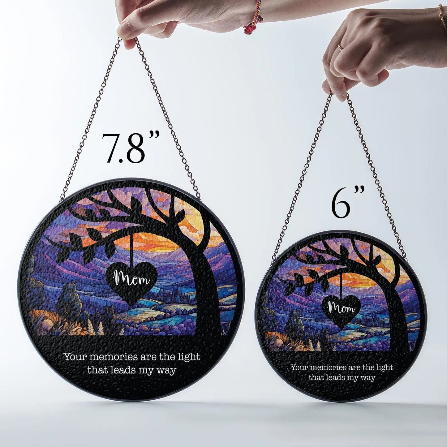 Netecom Memorial Stained Glass Suncatcher – Personalized Sympathy Gift for Loss of Mom, Father in Heaven Remembrance