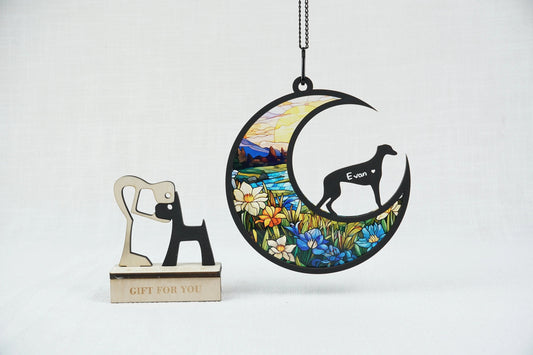 Netecom Personalized Greyhound Dog Memorial Suncatcher – Pet Loss Sympathy Gift, Custom Remembrance Ornament, Window or Car Hanging Decor