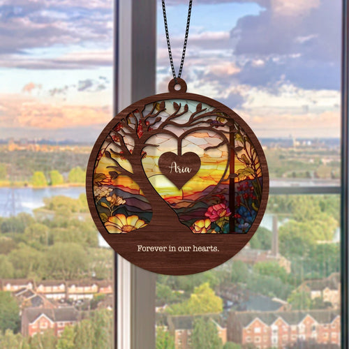 Netecom Custom Sympathy Suncatcher – Personalized Memorial Ornament for Loss of Mom Dad Grandpa, Bereavement Gift, In Loving Memory Keepsake