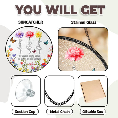 Netecom Personalized Birth Month Flower Stained Glass Suncatcher – Family Birth Month Flowers, Custom Gift for Grandma Mom Nana, Mother’s Day Gift