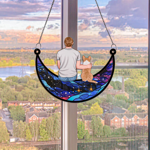 Netecom Personalized Pet Memorial Suncatcher Stained Glass Angel Window Hangings for Loss of Dog, Pet Memorial Gifts for Dogs, Loss of Pet Sympathy Gift