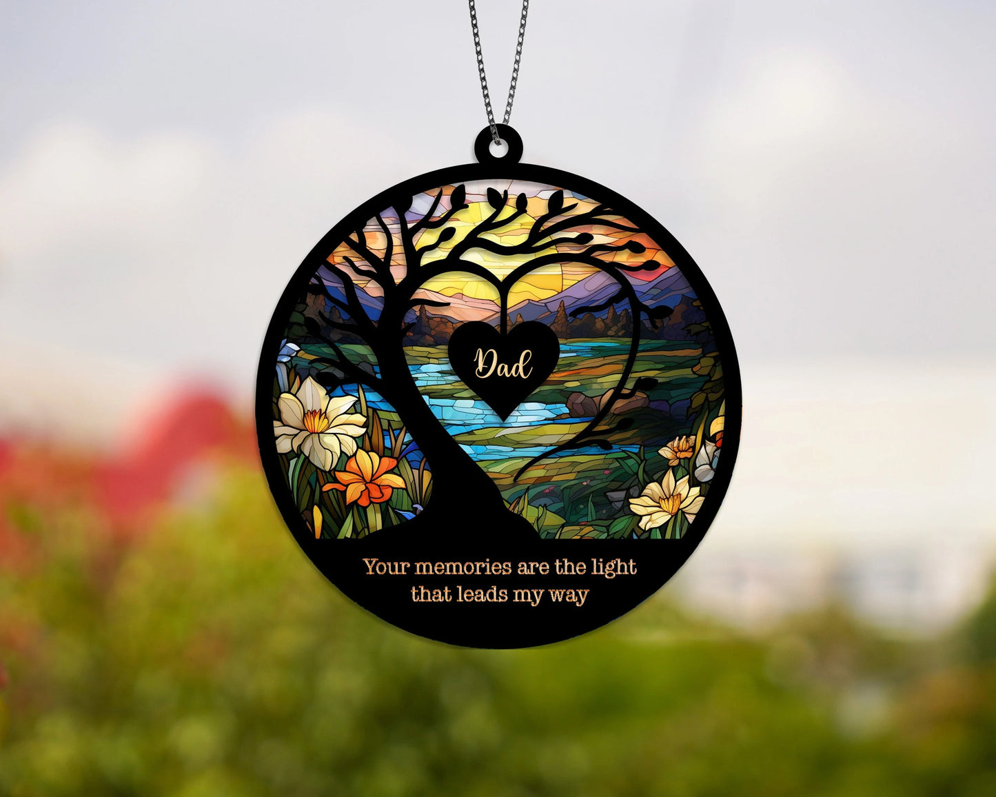 Netecom Custom Sympathy Suncatcher – Personalized Memorial Ornament for Loss of Mom Dad Grandpa, Bereavement Gift, In Loving Memory Keepsake