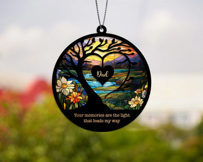 Netecom Custom Sympathy Suncatcher – Personalized Memorial Ornament for Loss of Mom Dad Grandpa, Bereavement Gift, In Loving Memory Keepsake