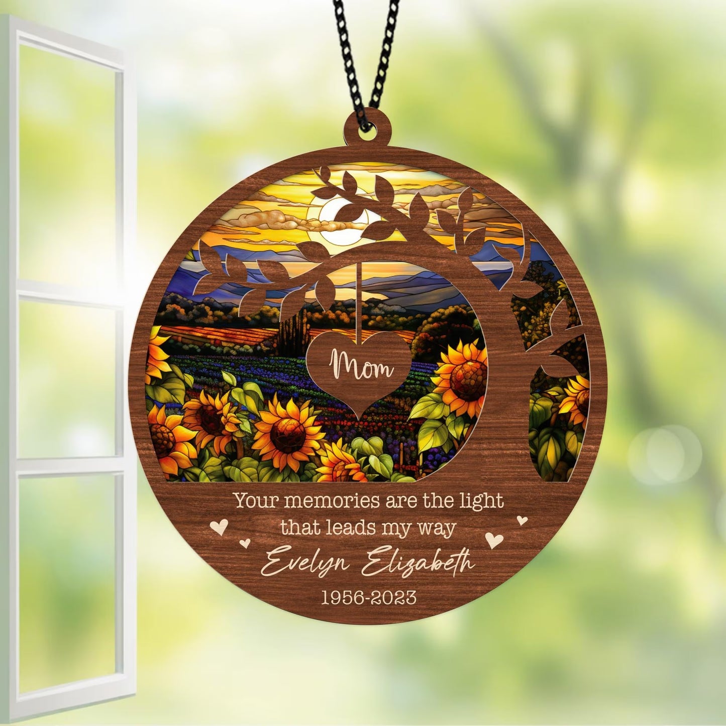 Netecom Mom Memorial Suncatcher – Personalized Loss of Mother Sympathy Gift, In Loving Memory Window Hanging, Mother in Heaven Remembrance Keepsake
