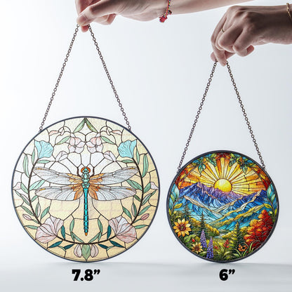 Netecom Dragonfly Celtic Stained Glass Suncatcher – Spring Garden Nature Decor, Mother’s Day Gift for Mom Grandma, Window Hanging Art