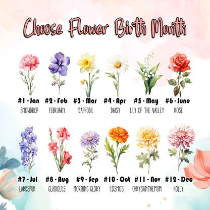 Netecom Personalized Birth Month Flower Stained Glass Suncatcher – Family Birth Month Flowers, Custom Gift for Grandma Mom Nana, Mother’s Day Gift