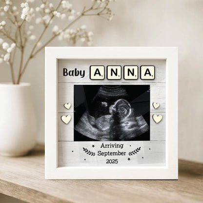 Netecom Personalized Baby Ultrasound Frame, Pregnancy Announcement Gift, Custom Sonogram Photo Frame with Baby Name & Due Date, Baby Arrival Keepsake, Nursery Decor