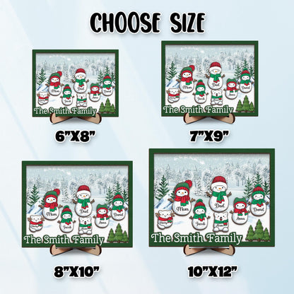 Netecom Personalized Snowman Family Wooden Frame Custom Grandparent Christmas Gift Papa Nana Grandkids Decor Holiday Family Keepsake