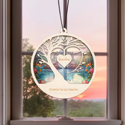 Netecom Custom Sympathy Suncatcher – Personalized Memorial Ornament for Loss of Mom Dad Grandpa, Bereavement Gift, In Loving Memory Keepsake
