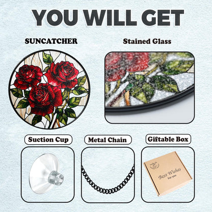 Netecom Daisy Flowers Stained Glass Suncatcher – April Birth Month Flower, Wildflower Nature Lover Gift for Mom, Grandma, or Couples, Perfect for Valentine’s Day