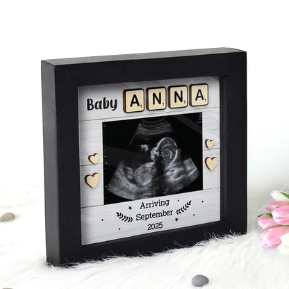 Netecom Personalized Baby Ultrasound Frame, Pregnancy Announcement Gift, Custom Sonogram Photo Frame with Baby Name & Due Date, Baby Arrival Keepsake, Nursery Decor