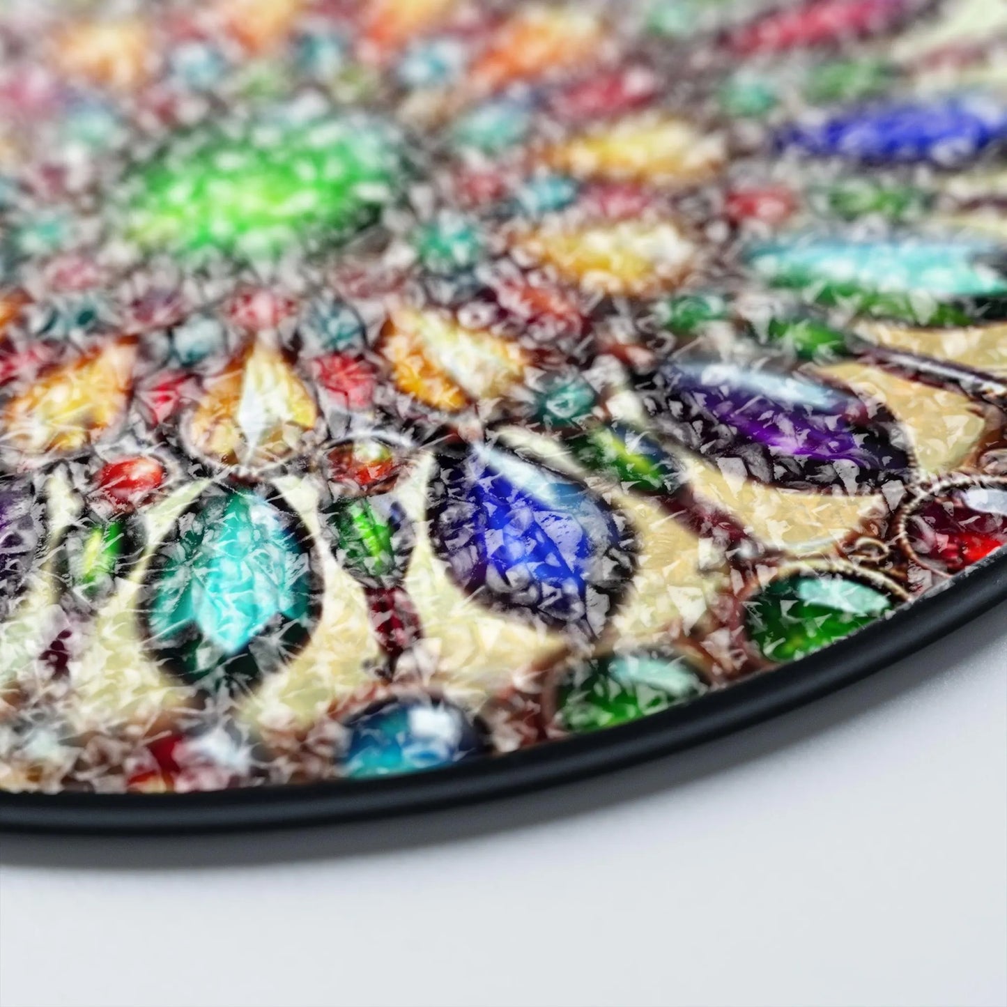 Netecom Mandala Stained Glass Suncatcher – Spiritual Healing Window Hanging, Yoga Decor, Boho Energy Healing Ornament, Chakra and Meditation Sun Catcher