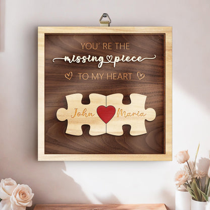Netecom Personalized The Missing Piece Name Sign for Couples, Romantic Gift for Him and Her, Custom Puzzle Love Keepsake with Heart Keychain