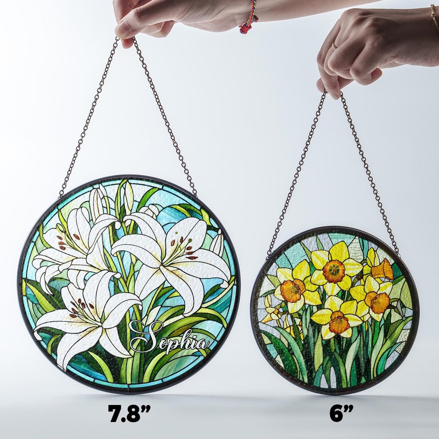 Netecom Daisy Flowers Stained Glass Suncatcher – April Birth Month Flower, Wildflower Nature Lover Gift for Mom, Grandma, or Couples, Perfect for Valentine’s Day