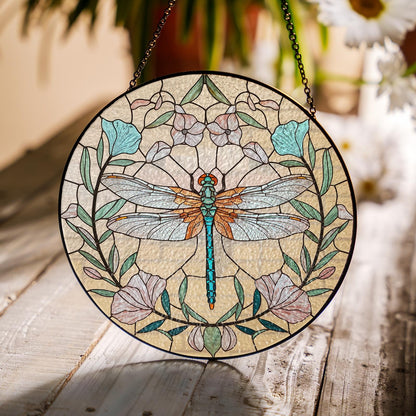 Netecom Dragonfly Celtic Stained Glass Suncatcher – Spring Garden Nature Decor, Mother’s Day Gift for Mom Grandma, Window Hanging Art