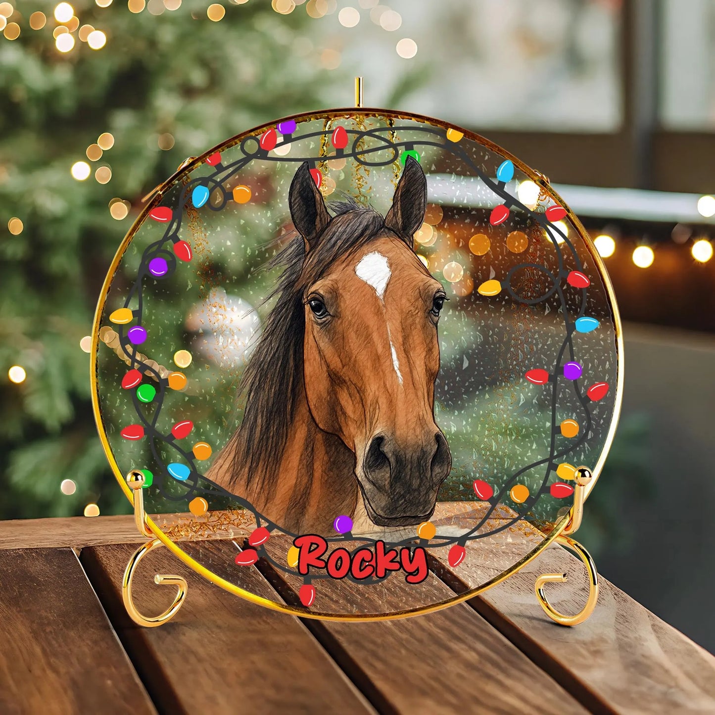 Netecom Custom Pet Portrait Stained Glass Suncatcher – Personalized Pet Memorial Gift, Dog, Cat, Parrot, Horse Ornament, Golden Frame Window Hanging Decor