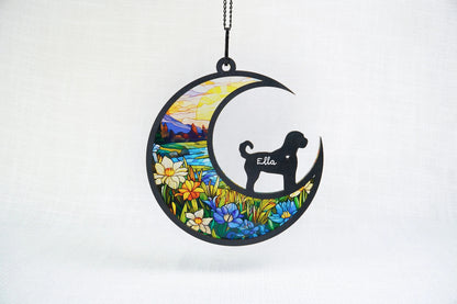 Netecom Personalized Golden Doodle Memorial Suncatcher – Pet Loss Sympathy Ornament, Dog Passing Remembrance Gift, Custom Wall Hanging for Pet Lovers
