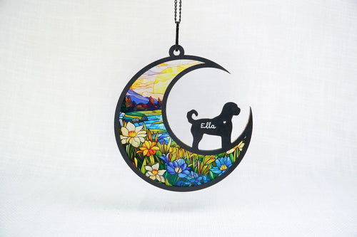 Netecom Personalized Golden Doodle Memorial Suncatcher – Pet Loss Sympathy Ornament, Dog Passing Remembrance Gift, Custom Wall Hanging for Pet Lovers