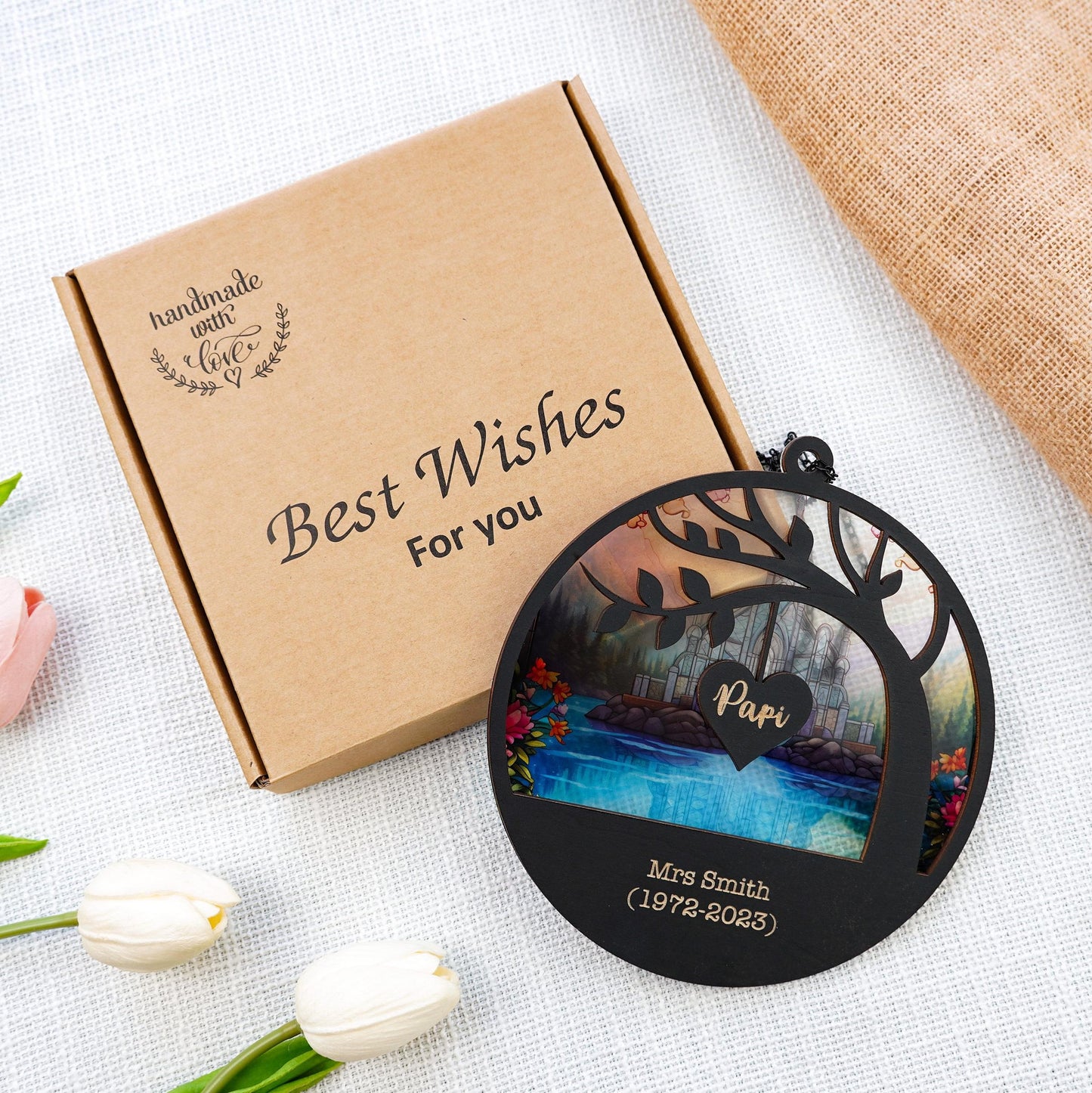 Netecom Mom Memorial Suncatcher – Personalized Loss of Mother Sympathy Gift, In Loving Memory Window Hanging, Mother in Heaven Remembrance Keepsake