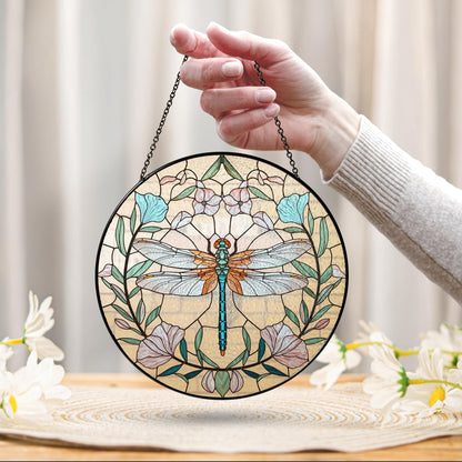 Netecom Dragonfly Celtic Stained Glass Suncatcher – Spring Garden Nature Decor, Mother’s Day Gift for Mom Grandma, Window Hanging Art