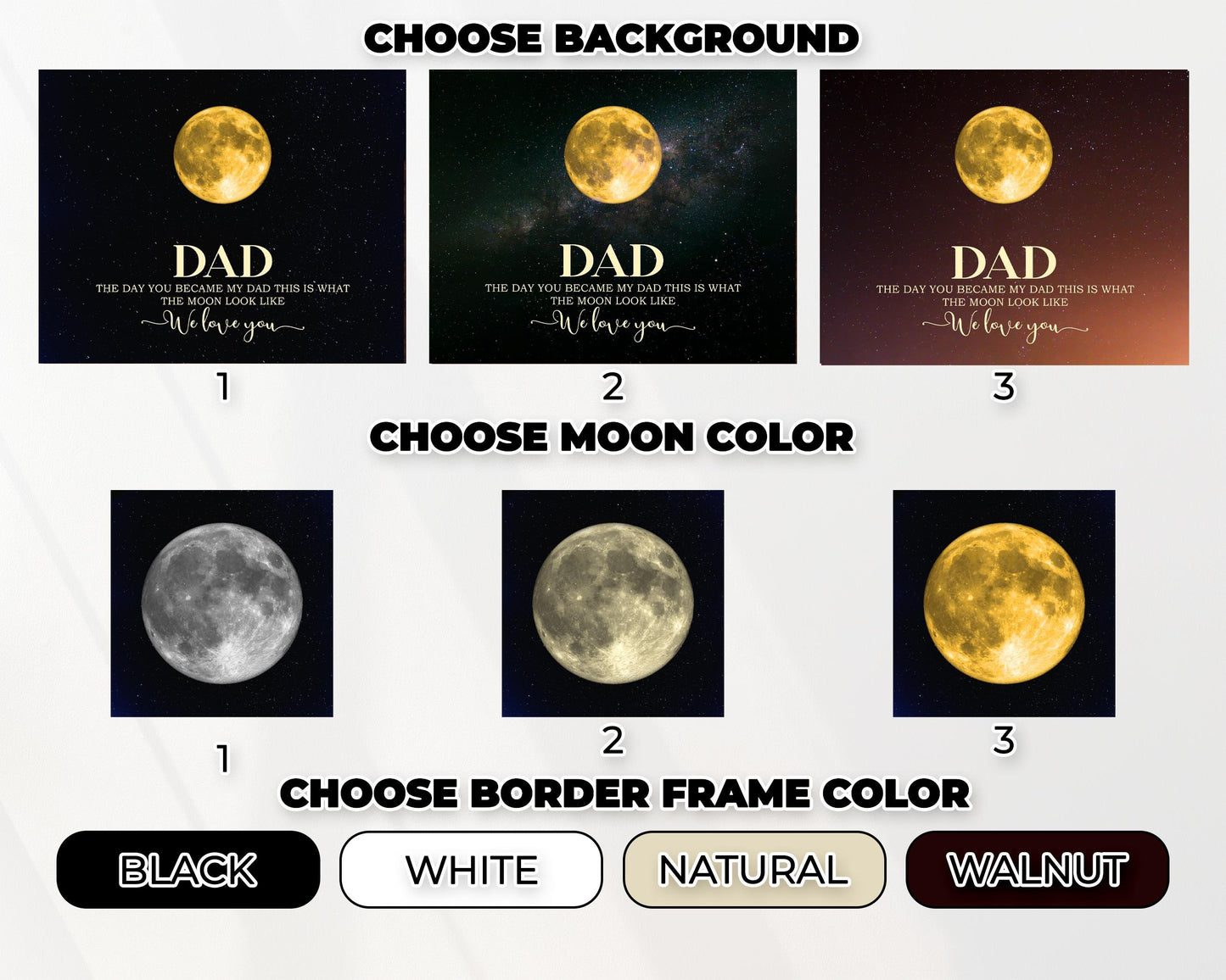 Netecom Personalized Moon Phase Frame for Dad with Children’s Names, Gift for the Day You Became My Dad, Moon Phase Art Frame, Father’s Day Gift, Gift for Dad