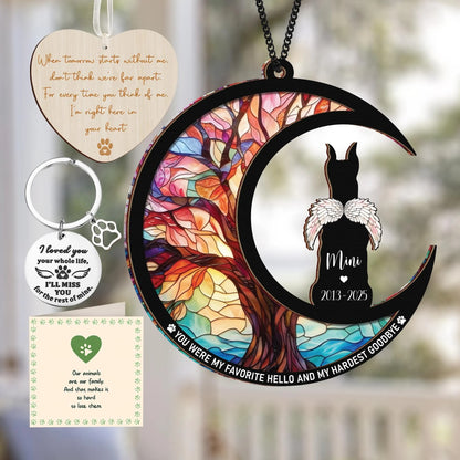 Netecom Miniature Schnauzers Dog Memorial Suncatcher – Personalized Pet Loss Ornament, Bereavement Keychain, Sympathy Gift, Tree of Life Remembrance
