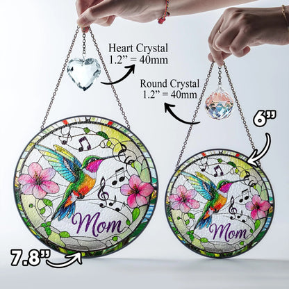 Netecom Personalized Hummingbird Stained Glass Suncatcher, Custom Window Hanging, Bird Ornament for Mom, Personalized Mother’s Day Gift, Nature Art