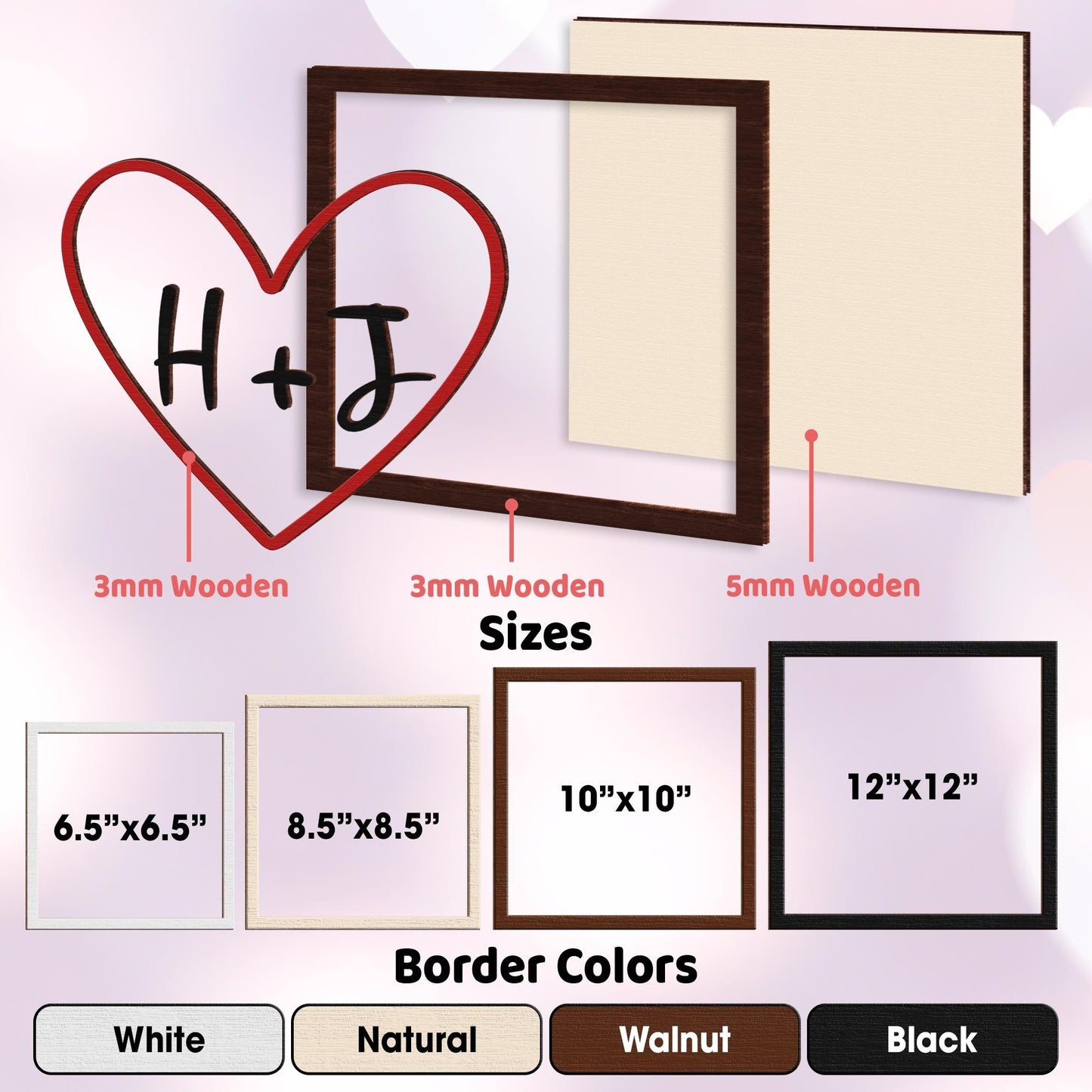Netecom Personalized Initials Heart Wooden Sign for Couples, Custom Valentine’s Day Decor with His and Her Initials, Romantic Shelf and Tiered Tray Display, Meaningful Gift for Valentine or Anniversary