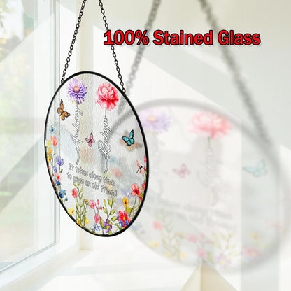 Netecom Personalized Birth Month Flower Stained Glass Suncatcher – Family Birth Month Flowers, Custom Gift for Grandma Mom Nana, Mother’s Day Gift