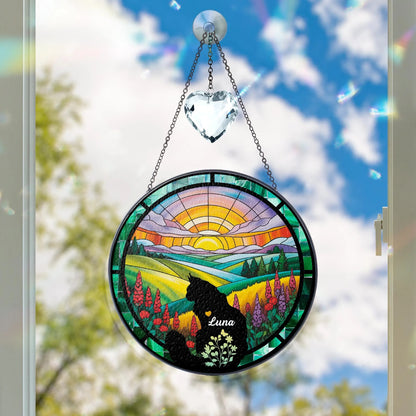 Netecom Personalized Cat Portrait Glass Suncatcher with Crystal – Custom Cat Memorial, Pet Loss Remembrance Gift, In Loving Memory