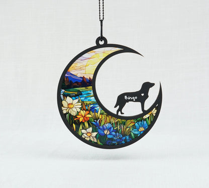 Netecom Chesapeake Bay Retriever Memorial Suncatcher – Rainbow Bridge Dog Gift, Personalized Pet Loss Remembrance, Custom Dog Lover Ornament, Window Hanging