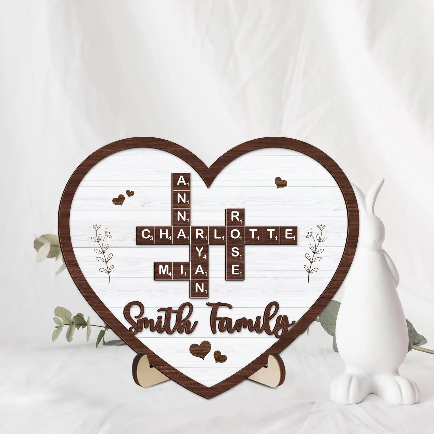 Netecom Personalized Grandkids Crossword Scrabble Frame, Custom Family Puzzle Sign, Meaningful Gift for Grandpa Grandma